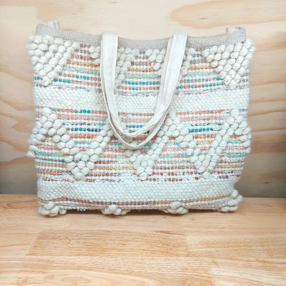 Aztec Pattern Wool Double strap Bag Tote Purse Laptop Pastel Spring Beach XL - Picture 1 of 7